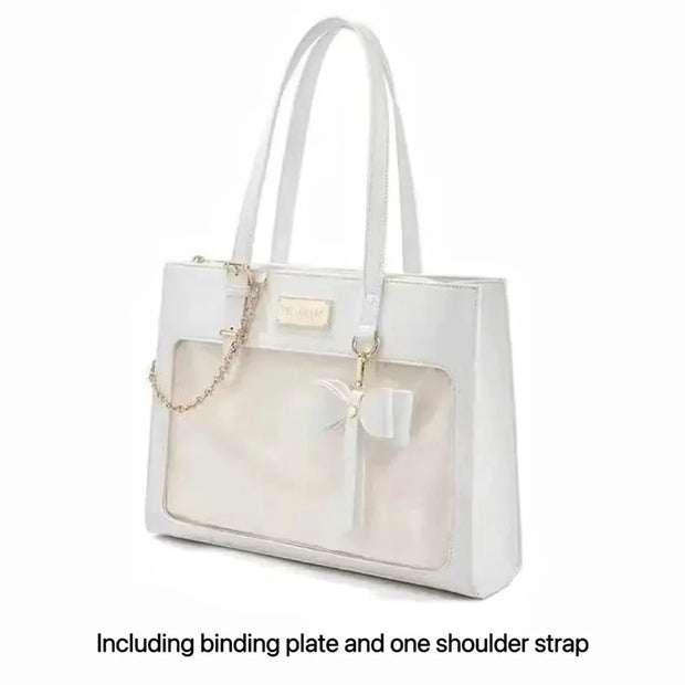 Transparent Bow Ita Tote Crossbody Bag for Women