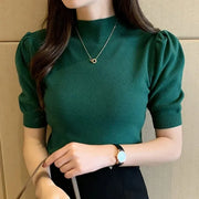 Korean Puff Sleeve Knitted Blouse for Women