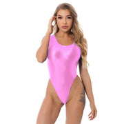 Glossy Two-Piece Swimsuit with Skirt Women