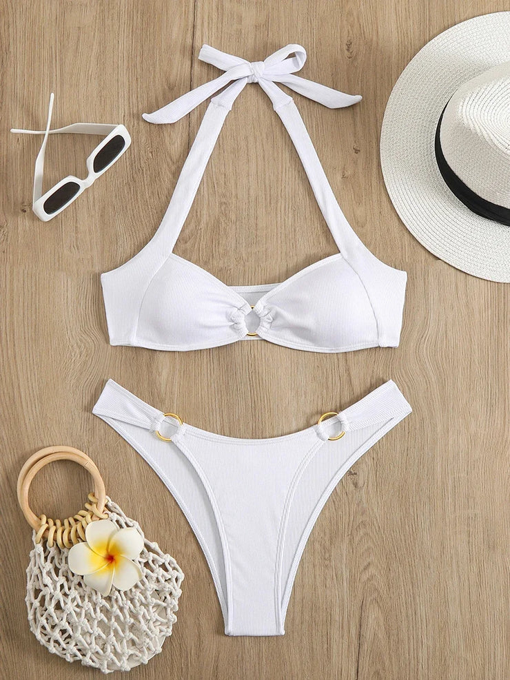 2025 Sexy Halter Bikini Two-Piece for Women