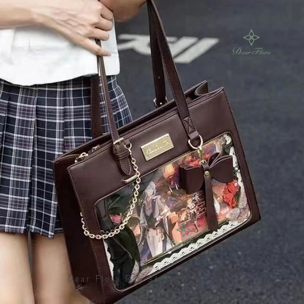 Transparent Bow Ita Tote Crossbody Bag for Women