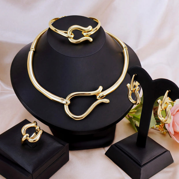 Gold Fashion Jewelry Set for Women Wedding Party