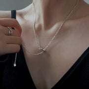 925 Silver Wavy Heart Pendant Adjustable Chain