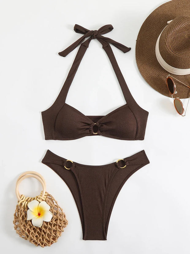 2025 Sexy Halter Bikini Two-Piece for Women