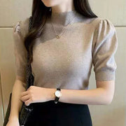 Korean Puff Sleeve Knitted Blouse for Women