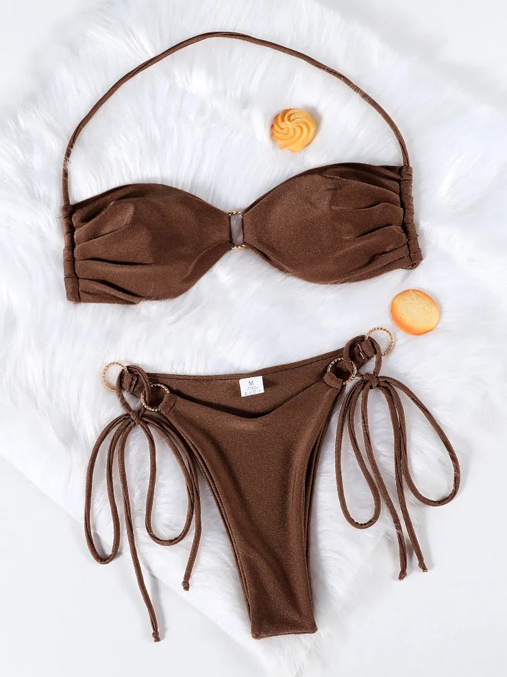 Sexy Halter Hollow Out Bikini Set Women