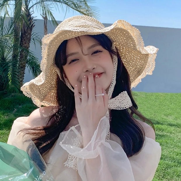 Wide Brim Summer Straw Sun Hat for Women