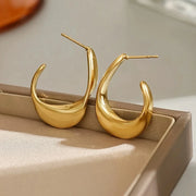 Luxury Chunky Gold Stainless Steel Hoop Earrings