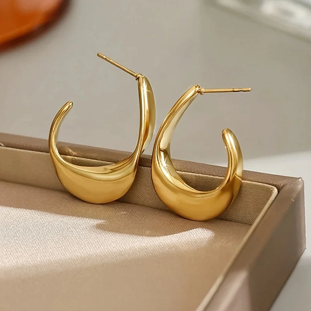 Luxury Chunky Gold Stainless Steel Hoop Earrings