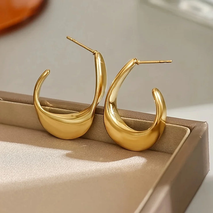 Luxury Chunky Gold Stainless Steel Hoop Earrings