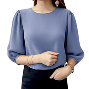 Elegant Puff Sleeve Crinkled Blouse Women