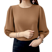 Elegant Puff Sleeve Crinkled Blouse Women