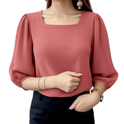 Elegant Puff Sleeve Crinkled Blouse Women
