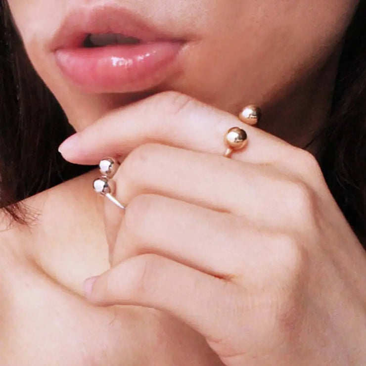 Minimalist Adjustable Double Ball Unisex Ring
