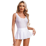 Glossy Two-Piece Swimsuit with Skirt Women