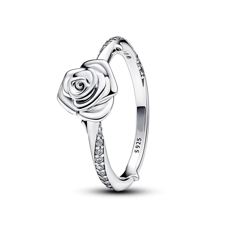 925 Silver Rose Flower Statement Ring Women