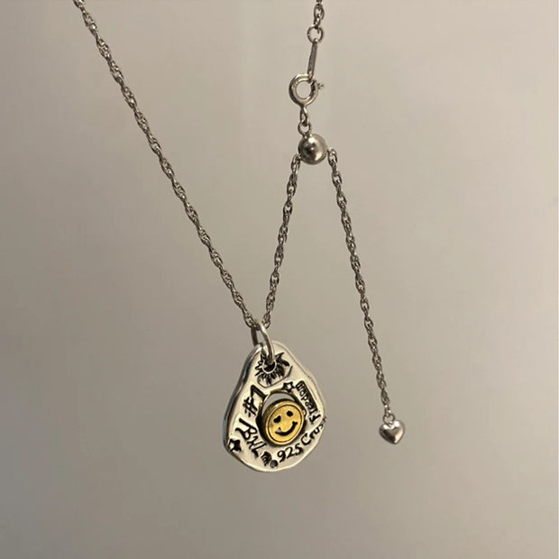 925 Silver Wavy Heart Pendant Adjustable Chain