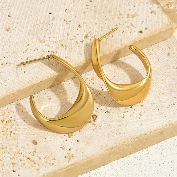 Luxury Chunky Gold Stainless Steel Hoop Earrings