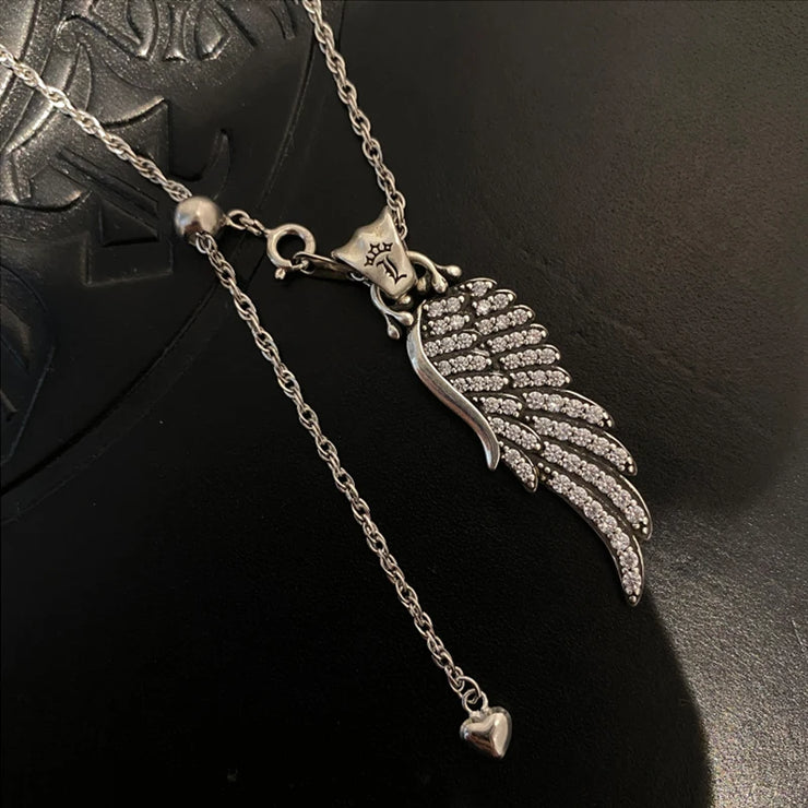 925 Silver Wavy Heart Pendant Adjustable Chain